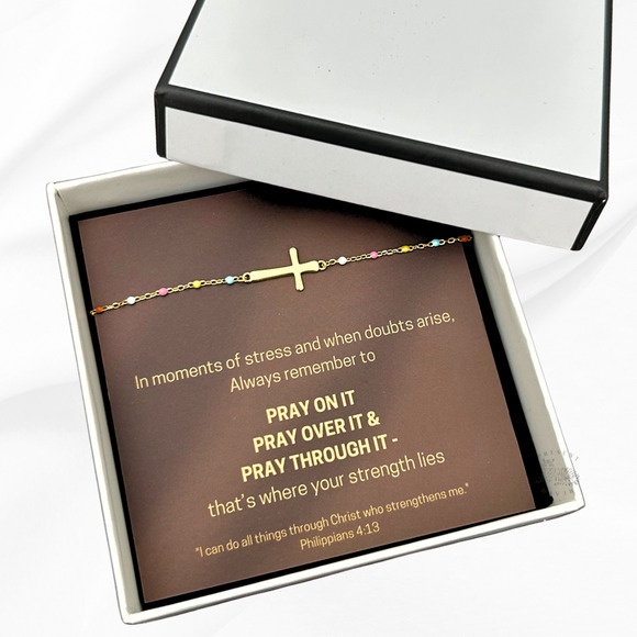 Gold Plated S925 Silver Cross Bracelet – Zircon Accent with Gift Box Included - Picture 1 of 4